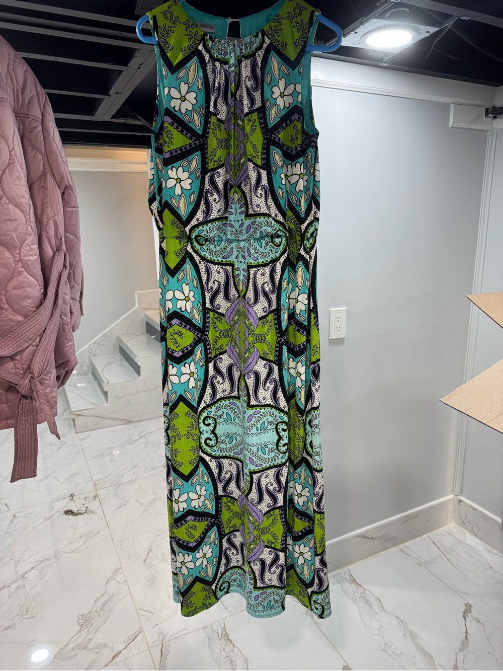 Maggy London Turquoise, Green & Teal Printed Maxi Skirt